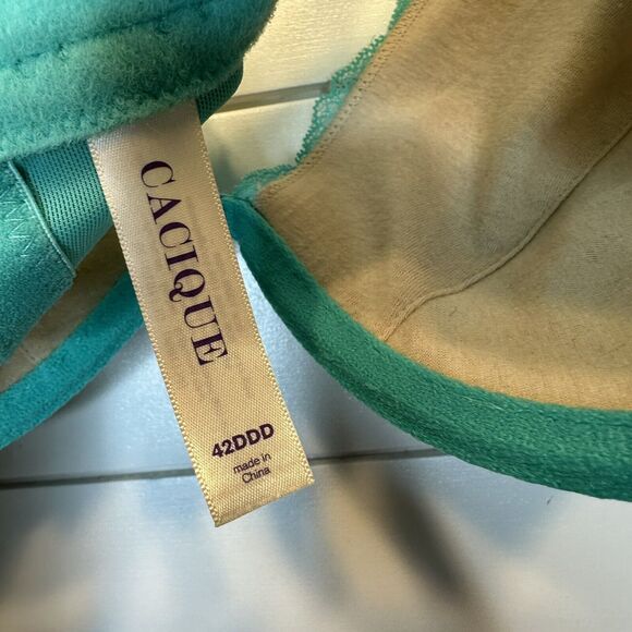 Cacique Bra 42DDD Teal Nude Lace Adjustable Straps Lane Bryant Lingerie Top - Picture 9 of 11